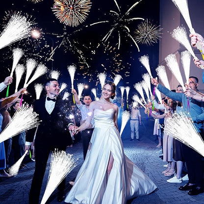 28 PCS Fiber Optic Wands with 3 Light Modes, Glow Wands & Light Up Wands for Kids, Sparklers Fireworks Sticks, Fiber Optic Lights for Wedding, New Year, Birthday, Carnival Parties