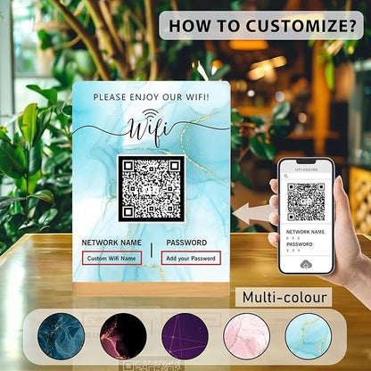 Personalized Custom Metal QR Code Sign Venmo Cashapp Scan to Pay with Stand Instagram Facebook Social Media QR Signs Bar Code QR Plaque Print for Business Salon Beauty Store Restaurant Wifi Sign (W4)