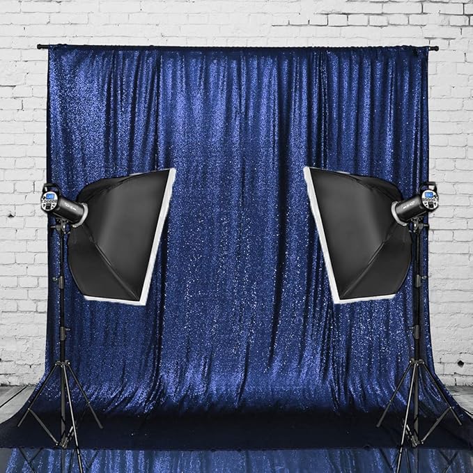 Eternal Beauty Navy Blue Sequin Backdrop, 6x6 Ft Glitter Background Curtains for Shimmer Photography Party Wedding Birthday Independence Day Back Drop Decor