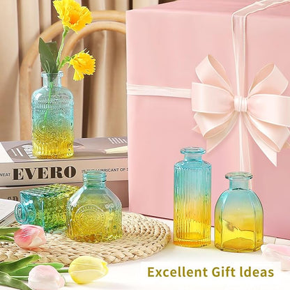 Glass Bud Vases in Bulk Set of 30 Pcs,Small Glass Vases for Flowers as Wedding Centerpieces for Tables,Clear Flower Vases Suitble for Wedding Decorations,Home Decor (Yellow Green, 30 pcs)