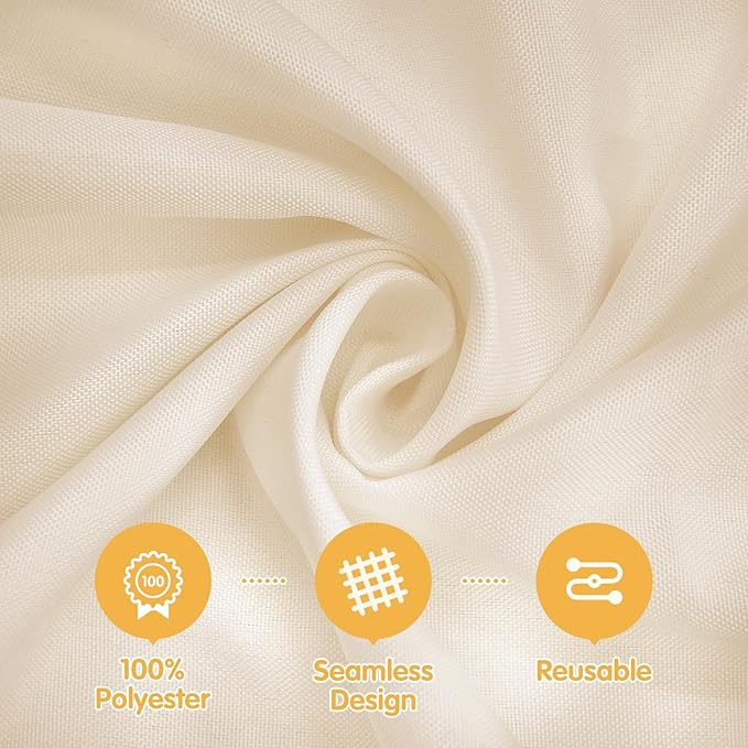 BRILLMAX 6 Pack Beige Tablecloths for 8 Foot Rectangle Tables 90 x 156 Inch - 8ft Rectangular Bulk Linen Polyester Fabric Washable Cloth Cover for Wedding Reception Banquet Birthday Party