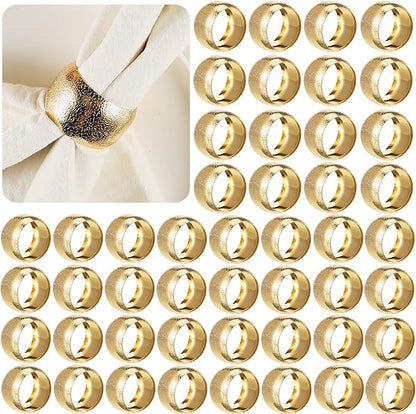Lallisa Gold Napkin Rings Metal Napkin Ring Holders for Cloth Table Decorations for Wedding Anniversary Birthday Dinners Party of Table Setting(48 Pcs,Classic)