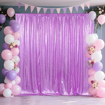 SquarePie Sequin Backdrop Curtain Not See Through Thick Glitter Background for Party 6FT x 6FT Lavender