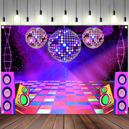 Dance Party Backdrop Retro 80s 90s Theme Stage Dance Ball Music Birthday Party Decoration DJ Photography Background 15 x 10 ft for Baby Shower Picture Photo Shoot Polyester Fabric, Green