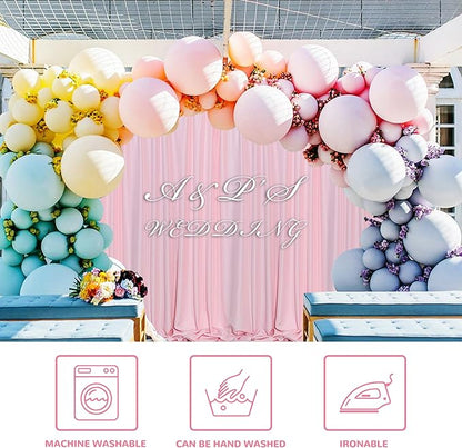 MEETSKY Pink Backdrop Curtain for Parties Rod Pocket Pink Curtains Photography Backdrop Drapes Privacy Fabric Decoration for Birthday Party Gril Baby Shower Home Decor, 5ft x 7ft, 2 Panels