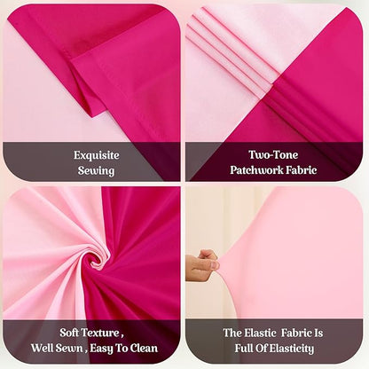 7.2FT 6FT Arch Backdrop Cover for Wedding, Set of 2 Stretchy Spandex Fitted Arch Stand Cover for Baby Shower, Birthday Party Decor, Chiara Backdrop Cover with Double-Sided Design(Pink, Hot Pink)