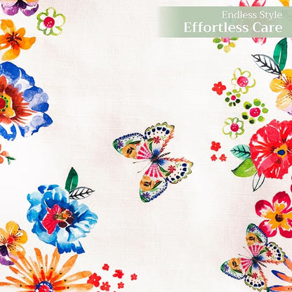 Maison d' Hermine Table Runner 100% Cotton Double Layer Table Runners 108 inches Long Decorative for Home Dining Party Wedding Bridal Shower Spring Summer (Happy Florals - High Summer, 14.50" x 108")