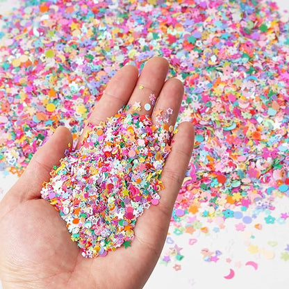 Multicolor Manicure Glitter Confetti 3.6oz/100g, Mixed Shapes Size 2-10mm for Party Decoration, DIY Crafts, Premium Nail Art Etc