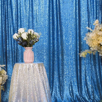 Eternal Beauty Turquoise Sequin Backdrop, 8x8 Ft Glitter Background Curtains for Shimmer Photography Party Wedding Birthday Back Drop Decor