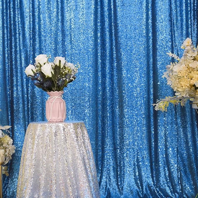 Eternal Beauty Turquoise Sequin Backdrop, 4x7 Ft Glitter Background Curtains for Shimmer Photography Party Wedding Birthday Back Drop Decor