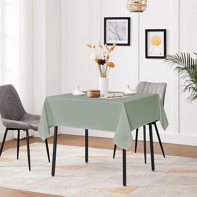 sancua Square Tablecloths 70x70 Inch, 2 Pack - Sage Green Fabric Table Cloth for Square or Round Tables, Washable Polyester Table Cover for Outdoor Party, Birthday, Decorative Display Tables