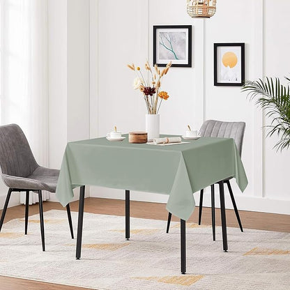 sancua Square Tablecloths 70x70 Inch, 2 Pack - Sage Green Fabric Table Cloth for Square or Round Tables, Washable Polyester Table Cover for Outdoor Party, Birthday, Decorative Display Tables