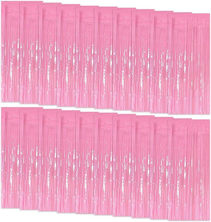20 Pack Foil Curtain Pink Backdrop Streamers Metallic Tinsel Fringe Curtains Photo Booth Props for Birthday Wedding Engagement Bachelorette Christmas Holiday Celebration Party Decorations