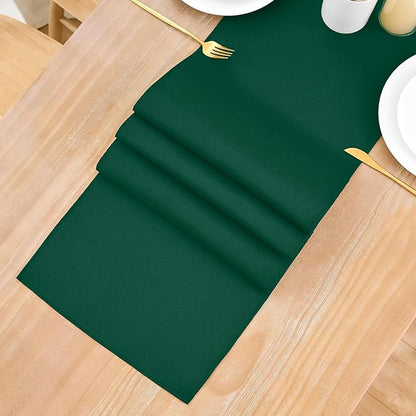 2 Pack Green Table Runner 12 x 90 Inch Solid Color Farmhouse Runners Coffee Table Dresser for Daily Party Home Decoration