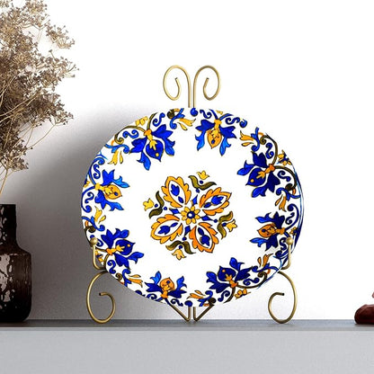 10 Inch Display Plate Stand with Folding Design, Metal Plate Holder for Tables, Picture Easel for Home Decoration, Photo Frame Stand, 10'' Gold, 2-Pack