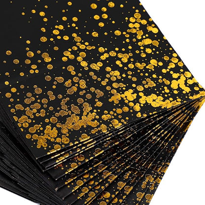 Cooraby 30 Pieces Bronzing Gold Black Paper Kraft Polka Dot Party Bags With Handle for Party Favors and Hen Parties