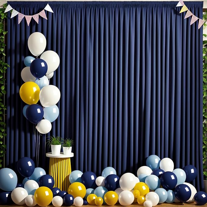30 ft x 10 ft Wrinkle Free Navy Blue Backdrop Curtain for Parties,Polyester Photo Backdrop Drapes, Thick Background 6 Panels 5ft x 10ft for Baby Shower Wedding Birthday Party Backdrop Stand