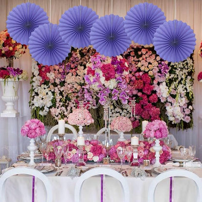 BARTHEW Purple Party Decorations,Purple Bridal Shower Decorations,Halloween Decor Events Accessories,Retirement Decorations Paper Fans Bulk 16in,Anniversary for 30 Color DIY Set(Purple)