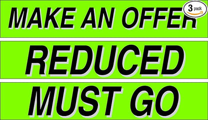 Ez-line Vinyl Windshield Stickers 3 Dozen 15 Inch Chartreuse Slogan Dealership Pro Pack for Car Lots (EZ115-Pack12)