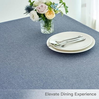 maxmill Square Linen Tablecloth Water Resistance Antiwrinkle Spillproof Stain Proof Fabric Table Cloth, Decorative Fabric Table Cover for Banquet Party Event Holiday Dinner, 70 x 70 Inch, Demin Blue