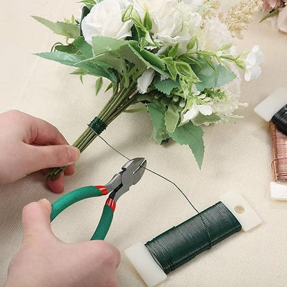 6 Rolls 112 Yards Floral Flexible Paddle Wire Floral Bind Wire for Crafts, Christmas Garland and Flower Arrangements DIY Craft, Christmas Holiday Decoration(Green)