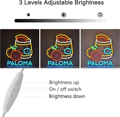 CNBEYOUNG Paloma Neon Sign, Neon Lights Hanging Wall Art Decoration for Mexican Restaurants Shop Cocktail Bar Kitchen Party Home Decor, USB - Driven, Super Bright & Adjustable,15x 12.6inches