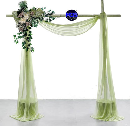 MDS Halloween Chiffon Draping Fabric - 1 Panel, 30" Wide x 40ft Long - Sheer Spooky Arbor & Canopy Drapery for Haunted House Backdrops, Party Ceilings, DIY Costumes & Themed Events - Sage Green