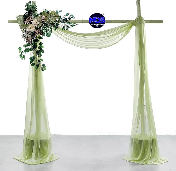 MDS Halloween Chiffon Draping Fabric - 1 Panel, 30" Wide x 100ft Long - Sheer Spooky Arbor & Canopy Drapery for Haunted House Backdrops, Party Ceilings, DIY Costumes & Themed Events - Sage Green