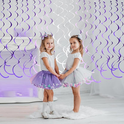 36Pcs Purple Hanging Swirl Decorations Ombre Purple Felt Swirl Streamer Spiral Ceiling Garland for Lavender Lilac Violet Birthday Wedding Bachelorette Baby Shower Graduation Holiday Hen Party Supplies