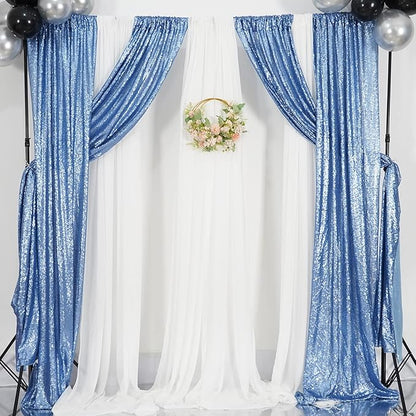 Poise3EHome Baby Blue Sequin Backdrop Curtain,2pcs 2FTx8FT Glitter Panels for Birthday Party Baby Shower Wedding Christmas Thanksgiving Holiday Festival Decor