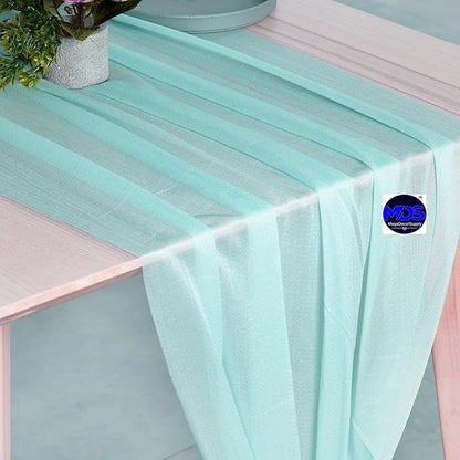 MDS 25 Pack 10ft Chiffon Table Runner 29 x 120 Inches Sheer Wedding Runner Romantic Rustic Table Runner for Wedding Decorations, Birthday Parties, Bridal Shower Party Arch Decor - Teal