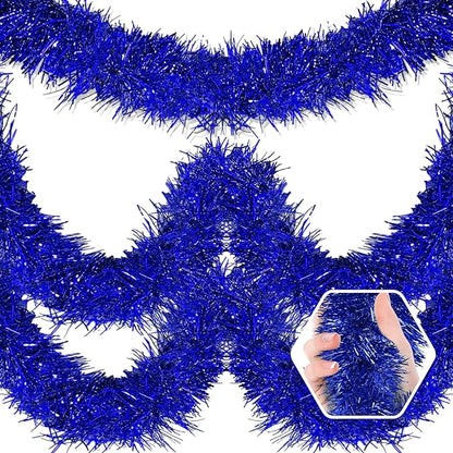 50 Feet Christmas Foil Fringe Banner Metallic Tassle Garland Metallic Backdrop Parade Floats Shiny Hanging Ceiling, Valentine's, Wedding, New Year Party Decorations(2" x 50', Blue)
