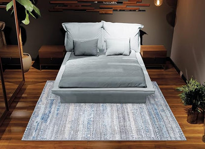 Bloom Rugs Washable Non-Slip 2' x 3' Rug - Gray/Blue/Blush Modern Abstract Area Rug for Living Room, Bedroom, Dining Room, and Kitchen - Exact Size: 2' x 3'