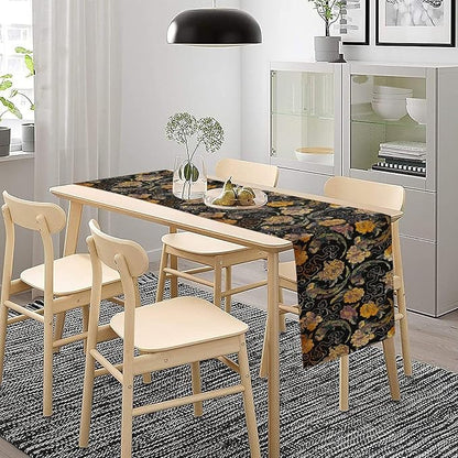 Japanese Table Runner Retro Flowers Oriental Tradition Kio Fish Art Printed Burlap Runner Home Kitchen Dining Table Living Room Decor Fabric 1 Panel W13xL108in