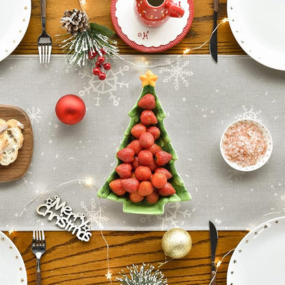 Artoid Mode Grey Snowman Snowflake Let it Snow Christmas Table Runner, Seasonal Winter Kitchen Dining Table Decor for Home Party Indoor 13x108 Inch