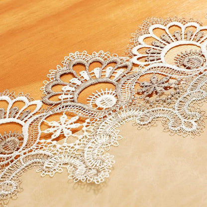 Vintage Lace Dining Table Runner, Small Macrame Coffee Table Runners 48 inches Long for Kitchen Home Christmas Party Decorations (16x48 inch, Beige)