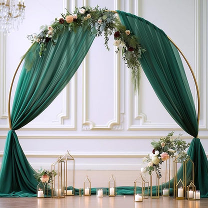 Wedding Arch Draping Fabric, 2 Panels 28" x 19Ft Emerald Green Arch Drapes Sheer Backdrop Curtain for Wedding Ceremony Party Ceiling Decor