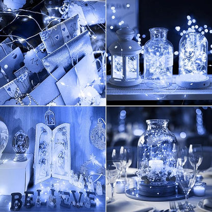 kolpop 12 Pack LED Fairy Lights Battery Operated, 7FT 20 LED Mini Twinkle String Lights Battery Powered Waterproof for Christmas Mason Jars Party (Cool White)