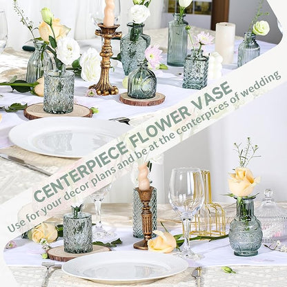 Mini Bud Vases As Wedding Centerpieces for Tables,Clear Bud Vases for Flowers,Small Flower Vases Suitable for Birthday Party,Anniversary,Wedding Reception,Baby Shower (Green, 24PCS)