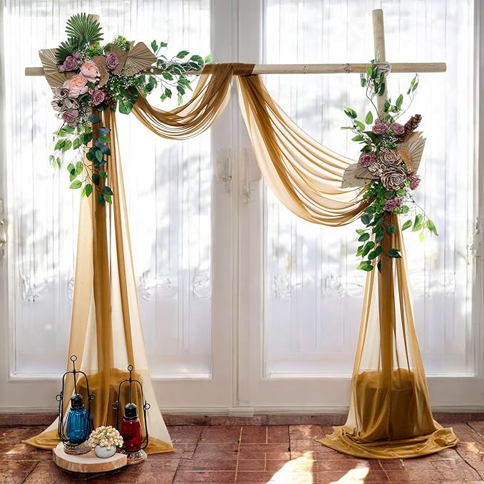 MDS Halloween Chiffon Draping Fabric - 1 Panel, 30" Wide x 75ft Long - Sheer Spooky Arbor & Canopy Drapery for Haunted House Backdrops, Party Ceilings, DIY Costumes & Themed Events - Mocha