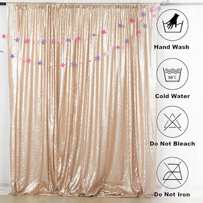 ShinyBeauty PHOTOBOOTH Backdrop Best Choice 4FTx7FT Champagne Sequin Fabric, Copper Sequin Curtains, Wedding Photography Backdrop (Buy it Now)