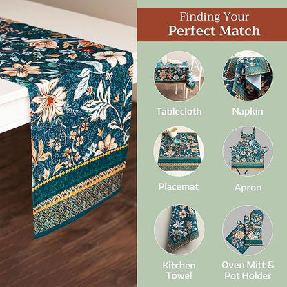 Maison d' Hermine Table Runner 100% Cotton Single Layer Table Runners 72 inches Long for Thanksgiving Christmas Decorations Home Kitchen Dining Party Wedding (Luxury Loft - Dark Teal, 14.5" x 72")