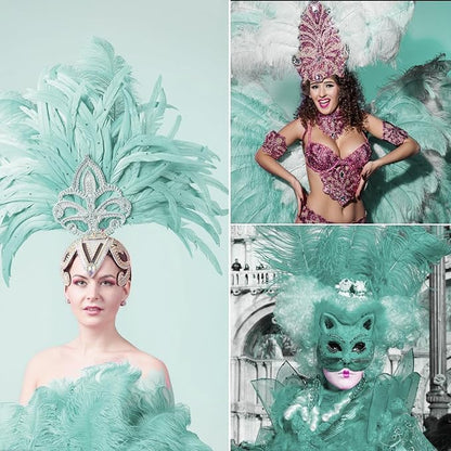 NEWONG 30pcs Mint Green Ostrich Feathers Natural Bulk 11-14inch(28-35cm) Vase Craft Wedding Home Party Centerpieces Christmas Day Decoration