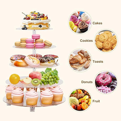 Cupcake Stand for 50 Cupcakes, 5 Tier Cupcake Holder, Clear Round Cupcake Tower, Acrylic Cupcake Stand, Cupcake Display Stand for Party, Wedding, Birthday, Baby Shower, Halloween