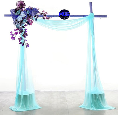 MDS Halloween Chiffon Draping Fabric - 2 Panel, 30" Wide x 30ft Long - Sheer Spooky Arbor & Canopy Drapery for Haunted House Backdrops, Party Ceilings, DIY Costumes & Themed Events - Teal