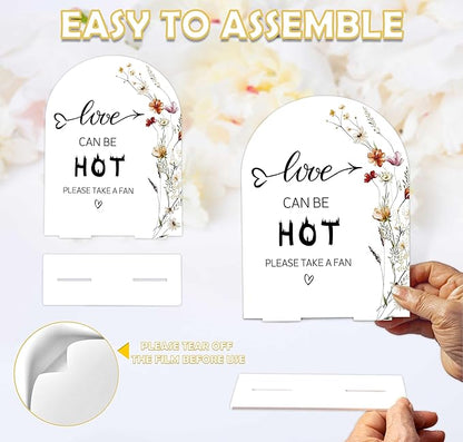 Boho Floral Love Can Be Hot Sign, 6 x 8 Inch White Arch Acrylic Wedding Sign with Holder, Wedding Sign for Ceremony and Reception, Wedding Decoration, Wedding Supplies - BX15