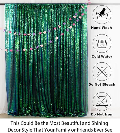 ShinyBeauty Sequin Backdrop 10x10FT Iridescent Green | Glitter Photo Background for Wedding, Baby Birthday, Photography Booth Decor Party Backdrop Curtain