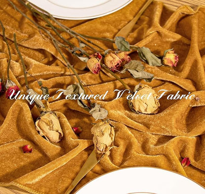 Velvet Table Runner 20 x 120 Inches 10ft Luxurious Thick Soft Velvet Christmas Thanksgiving Wedding Reception Table Runner for Party Reception Decorations(Gold, 1 Pack)