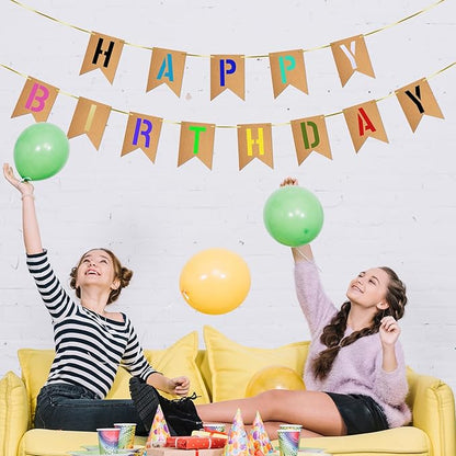 40 PCS Banner Customizable DIY Banners Kit - Blank Flags with Alphabet Templates Markers Ribbon for Personalized Party Decor Birthday Wedding Baby Shower