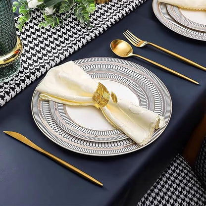 Gold Leaf Napkin Rings Set of 12, Leaves Napkin Rings for Table Setting, Metal Leaf Napkin Holder Rings for Holiday Party,Wedding, Banquet, Formal or Casual Dinning Table Decor (Bright Gold)